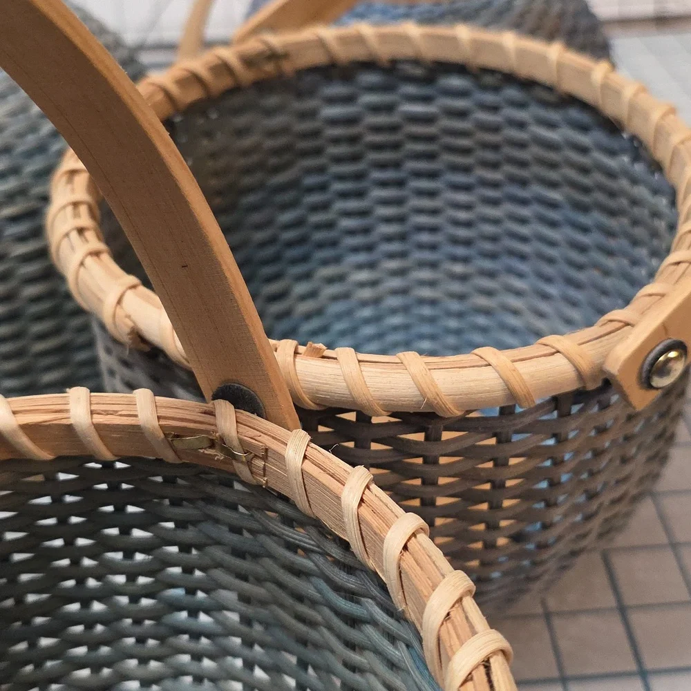 Blue Woven Basket W/Handle, Vintage‎ Yankee Candle Basket, Variegated Blue #2